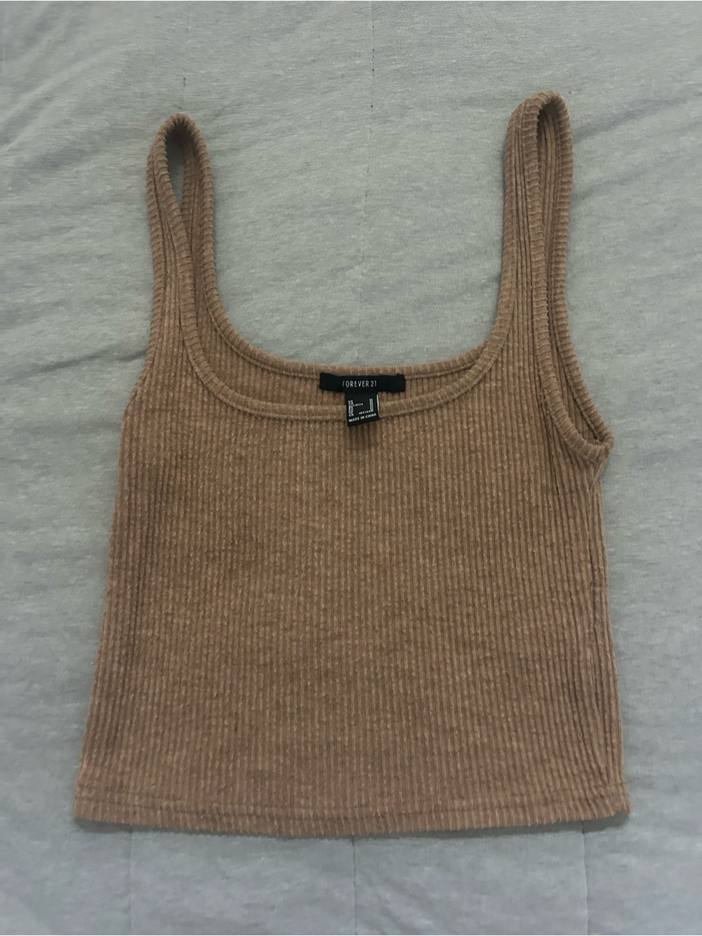 Forever 21 Ribbed Square-Neck Tank in Taupe